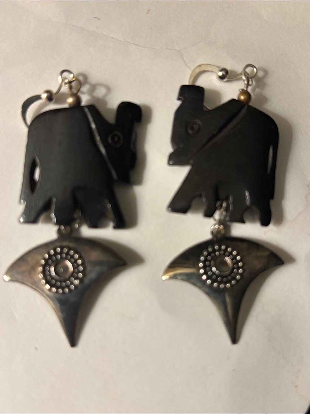 Wooden Elephant Earrings, Handcrafted